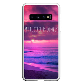 Чехол для Samsung Galaxy S10 с принтом My Lucifer is lonely в Кировске, Силикон | Область печати: задняя сторона чехла, без боковых панелей | bad guy | billie eilish | билли айлиш | эйлиш