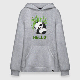 Худи SuperOversize хлопок с принтом Panda Hello в Кировске, 70% хлопок, 30% полиэстер, мягкий начес внутри | карман-кенгуру, эластичная резинка на манжетах и по нижней кромке, двухслойный капюшон
 | panda hello | животные | панда | панды | привет