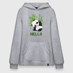 Худи SuperOversize хлопок с принтом Panda Hello в Кировске, 70% хлопок, 30% полиэстер, мягкий начес внутри | карман-кенгуру, эластичная резинка на манжетах и по нижней кромке, двухслойный капюшон
 | Тематика изображения на принте: panda hello | животные | панда | панды | привет