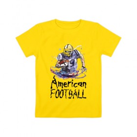 Детская футболка хлопок с принтом American football в Кировске, 100% хлопок | круглый вырез горловины, полуприлегающий силуэт, длина до линии бедер | american football | ball | helmet | player | sportsman | usa | американский футбол | игрок | каска | мяч | сша