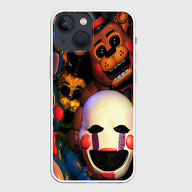 Чехол для iPhone 13 mini с принтом FIVE NIGHTS AT FREDDYS в Кировске,  |  | 5 ночей с фредди | animation | bonnie | chica | five nights at freddys | fnaf | foxy | freddy | funny | horror | scary | бонни | майк | пять | ужас | фнаф | фокси | фредди | чика | шмидт