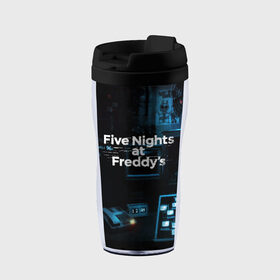 Термокружка-непроливайка с принтом FIVE NIGHTS AT FREDDYS в Кировске, внутренняя часть — пищевой пластик, наружная часть — прозрачный пластик, между ними — полиграфическая вставка с рисунком | объем — 350 мл, герметичная крышка | Тематика изображения на принте: 5 ночей с фредди | animation | bonnie | chica | five nights at freddys | fnaf | foxy | freddy | funny | horror | scary | бонни | майк | пять | ужас | фнаф | фокси | фредди | чика | шмидт