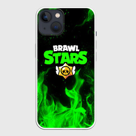 Чехол для iPhone 13 с принтом BRAWL STARS | БРАВЛ СТАРС ЗЕЛЁНЫЙ ОГОНЬ в Кировске,  |  | Тематика изображения на принте: brawl stars | bull | colt | leon | stars | берли | бо | брок | ворон | джесси | динамайк | дэррил | кольт | леон | мортис | нита | пайпер | пенни | поко | пэм | рикошет | спайк | тара | фрэнк | шелли | эль примо