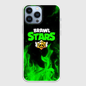 Чехол для iPhone 13 Pro Max с принтом BRAWL STARS | БРАВЛ СТАРС ЗЕЛЁНЫЙ ОГОНЬ в Кировске,  |  | Тематика изображения на принте: brawl stars | bull | colt | leon | stars | берли | бо | брок | ворон | джесси | динамайк | дэррил | кольт | леон | мортис | нита | пайпер | пенни | поко | пэм | рикошет | спайк | тара | фрэнк | шелли | эль примо