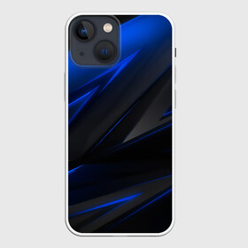 Чехол для iPhone 13 mini с принтом Blue and Black в Кировске,  |  | 3d | 3д | black | blue | texture | геометрия | красно синее | синий | текстуры | фигуры | черный