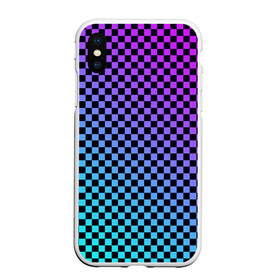 Чехол для iPhone XS Max матовый с принтом Checkerboard gradient в Кировске, Силикон | Область печати: задняя сторона чехла, без боковых панелей | checkerboard | gradient | бойчик | градиент | клетка. ячейка | орнамент | френдзона | шахматная. доска | шашечки