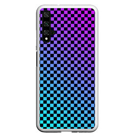 Чехол для Honor 20 с принтом Checkerboard gradient в Кировске, Силикон | Область печати: задняя сторона чехла, без боковых панелей | Тематика изображения на принте: checkerboard | gradient | бойчик | градиент | клетка. ячейка | орнамент | френдзона | шахматная. доска | шашечки