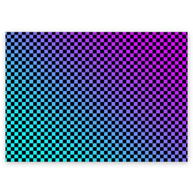 Поздравительная открытка с принтом Checkerboard gradient в Кировске, 100% бумага | плотность бумаги 280 г/м2, матовая, на обратной стороне линовка и место для марки
 | checkerboard | gradient | бойчик | градиент | клетка. ячейка | орнамент | френдзона | шахматная. доска | шашечки