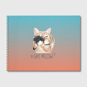 Альбом для рисования с принтом Say Meow в Кировске, 100% бумага
 | матовая бумага, плотность 200 мг. | meow | кот | котенок | котик | котики | котятка | кошка | мяу | скажи мяу | фотоаппарат | фотограф