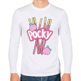 Мужской лонгслив хлопок с принтом KAWAII POCKY в Кировске, 100% хлопок |  | kawaii | kawaii pocky | pocky | pocky купить | pocky палочки | кавай | японские pocky