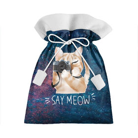 Подарочный 3D мешок с принтом Say Meow в Кировске, 100% полиэстер | Размер: 29*39 см | meow | кот | котенок | котик | котики | котятка | кошка | мяу | скажи мяу | фотоаппарат | фотограф