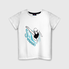 Детская футболка хлопок с принтом Swimming в Кировске, 100% хлопок | круглый вырез горловины, полуприлегающий силуэт, длина до линии бедер | swim | swimming | synchronized swimming | водный спорт | плавание | пловец | синхронное плавание | спорт