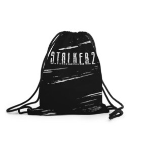 Рюкзак-мешок 3D с принтом S.T.A.L.K.E.R. 2 в Кировске, 100% полиэстер | плотность ткани — 200 г/м2, размер — 35 х 45 см; лямки — толстые шнурки, застежка на шнуровке, без карманов и подкладки | chernobyl | game | games | gsc | logo | s.t.a.l.k.e.r. | stalker | stalker 2 | stalker2 | world | игра | игры | лого | противогаз | с.т.а.л.к.е.р. | символ | сталкер | сталкер 2 | сталкер2 | чернобыль