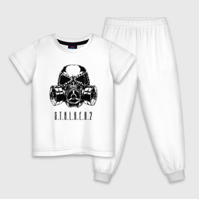 Детская пижама хлопок с принтом S.T.A.L.K.E.R. 2 в Кировске, 100% хлопок |  брюки и футболка прямого кроя, без карманов, на брюках мягкая резинка на поясе и по низу штанин
 | bandit | chernobyl | logo | pripyat | s.t.a.l.k.e.r. 2 | shadow of chernobyl | stalker | stalker 2 | бандиты | лого | меченый | припять | сталкер | сталкер 2 | тени чернобыля | чернобыль | чистое небо