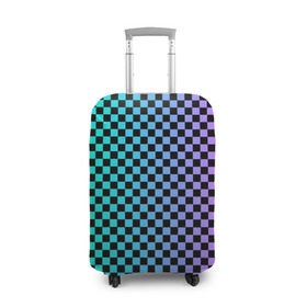 Чехол для чемодана 3D с принтом Checkerboard Color  в Кировске, 86% полиэфир, 14% спандекс | двустороннее нанесение принта, прорези для ручек и колес | checkerboard | gradient | бойчик | в клетку | в клеточку | градиент | клетка | музыка | орнамент | френдзона | шахматная доска | шашки