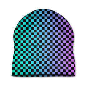 Шапка 3D с принтом Checkerboard Color в Кировске, 100% полиэстер | универсальный размер, печать по всей поверхности изделия | checkerboard | gradient | бойчик | в клетку | в клеточку | градиент | клетка | музыка | орнамент | френдзона | шахматная доска | шашки