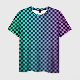 Мужская футболка 3D с принтом Checkerboard Color  в Кировске, 100% полиэфир | прямой крой, круглый вырез горловины, длина до линии бедер | Тематика изображения на принте: checkerboard | gradient | бойчик | в клетку | в клеточку | градиент | клетка | музыка | орнамент | френдзона | шахматная доска | шашки