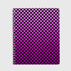 Тетрадь с принтом Checkerboard Color в Кировске, 100% бумага | 48 листов, плотность листов — 60 г/м2, плотность картонной обложки — 250 г/м2. Листы скреплены сбоку удобной пружинной спиралью. Уголки страниц и обложки скругленные. Цвет линий — светло-серый
 | Тематика изображения на принте: checkerboard | gradient | бойчик | в клетку | в клеточку | градиент | клетка | музыка | орнамент | френдзона | шахматная доска | шашки