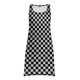 Платье-майка 3D с принтом Checkerboard Color в Кировске, 100% полиэстер | полуприлегающий силуэт, широкие бретели, круглый вырез горловины, удлиненный подол сзади. | checkerboard | gradient | бойчик | в клетку | в клеточку | градиент | клетка | музыка | орнамент | френдзона | шахматная доска | шашки