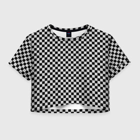 Женская футболка Crop-top 3D с принтом Checkerboard Color  в Кировске, 100% полиэстер | круглая горловина, длина футболки до линии талии, рукава с отворотами | checkerboard | gradient | бойчик | в клетку | в клеточку | градиент | клетка | музыка | орнамент | френдзона | шахматная доска | шашки