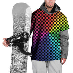 Накидка на куртку 3D с принтом Checkerboard Color  в Кировске, 100% полиэстер |  | checkerboard | gradient | бойчик | в клетку | в клеточку | градиент | клетка | музыка | орнамент | френдзона | шахматная доска | шашки