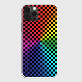 Чехол для iPhone 12 Pro с принтом Checkerboard Color  в Кировске, силикон | область печати: задняя сторона чехла, без боковых панелей | checkerboard | gradient | бойчик | в клетку | в клеточку | градиент | клетка | музыка | орнамент | френдзона | шахматная доска | шашки