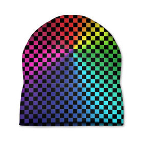 Шапка 3D с принтом Checkerboard Color в Кировске, 100% полиэстер | универсальный размер, печать по всей поверхности изделия | checkerboard | gradient | бойчик | в клетку | в клеточку | градиент | клетка | музыка | орнамент | френдзона | шахматная доска | шашки