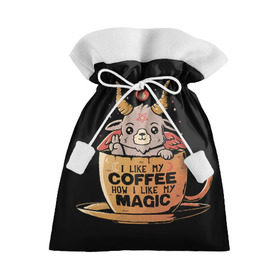 Подарочный 3D мешок с принтом How I Like My Coffee в Кировске, 100% полиэстер | Размер: 29*39 см | Тематика изображения на принте: coffee | diy | espresso | how | like | lol | my | как | кофе | лол | мой | монстрик | рога | сделай сам | сказка | эспрессо