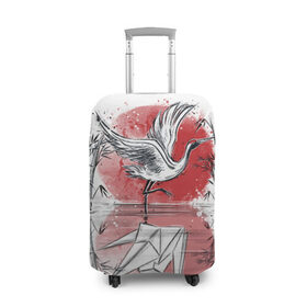 Чехол для чемодана 3D с принтом Японская мечта в Кировске, 86% полиэфир, 14% спандекс | двустороннее нанесение принта, прорези для ручек и колес | bird | crane | japan | sakura | tradition | travel | журавль | птица | путешествие | сакура | традиция | япония