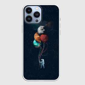 Чехол для iPhone 13 Pro Max с принтом Космонавт с Планетами в Кировске,  |  | astronaut | cosmonaut | nasa | planet | stars | астронавт | в космосе | галактика | космонавт | космос | планеты | с шариками | шарики