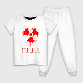 Детская пижама хлопок с принтом S.T.A.L.K.E.R. 2 в Кировске, 100% хлопок |  брюки и футболка прямого кроя, без карманов, на брюках мягкая резинка на поясе и по низу штанин
 | bandit | chernobyl | pripyat | s.t.a.l.k.e.r. 2 | shadow of chernobyl | stalker | stalker 2 | бандиты | меченый | припять | сталкер | сталкер 2 | тени чернобыля | чернобыль | чистое небо