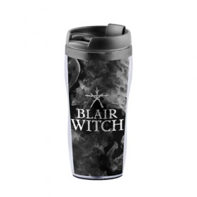 Термокружка-непроливайка с принтом BLAIR WITCH в Кировске, внутренняя часть — пищевой пластик, наружная часть — прозрачный пластик, между ними — полиграфическая вставка с рисунком | объем — 350 мл, герметичная крышка | blair witch | blair witch 2019 | blair witch игра | blairs witch | блэр | ведьмы | ведьмы из блэр