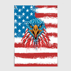 Постер с принтом American Eagle в Кировске, 100% бумага
 | бумага, плотность 150 мг. Матовая, но за счет высокого коэффициента гладкости имеет небольшой блеск и дает на свету блики, но в отличии от глянцевой бумаги не покрыта лаком | america | amerika | bird | eagle | flag | usa | америка | американский | орел | птица | соединенные | сша | флаг | штаты