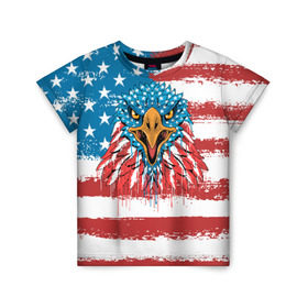Детская футболка 3D с принтом American Eagle в Кировске, 100% гипоаллергенный полиэфир | прямой крой, круглый вырез горловины, длина до линии бедер, чуть спущенное плечо, ткань немного тянется | america | amerika | bird | eagle | flag | usa | америка | американский | орел | птица | соединенные | сша | флаг | штаты