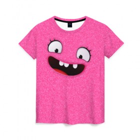 Женская футболка 3D с принтом MOXY (UglyDolls) в Кировске, 100% полиэфир ( синтетическое хлопкоподобное полотно) | прямой крой, круглый вырез горловины, длина до линии бедер | moxy | войлок | куклы | мокси | плюшевые | характер