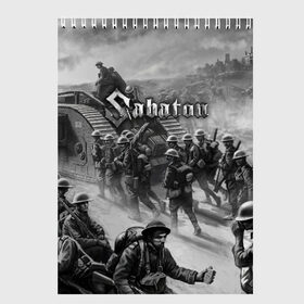 Скетчбук с принтом Sabaton в Кировске, 100% бумага
 | 48 листов, плотность листов — 100 г/м2, плотность картонной обложки — 250 г/м2. Листы скреплены сверху удобной пружинной спиралью | battle metal | primo victoria | sabaton | the art of war | the great war | группа | йоаким броден | латный ботинок | метал | пауэр | рыцарские доспехи | сабатон | собатон | хэви