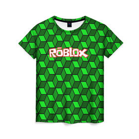Женская футболка 3D с принтом ROBLOX в Кировске, 100% полиэфир ( синтетическое хлопкоподобное полотно) | прямой крой, круглый вырез горловины, длина до линии бедер | game | gamer | logo | minecraft | roblox | simulator | игра | конструктор | лого | симулятор | строительство | фигура