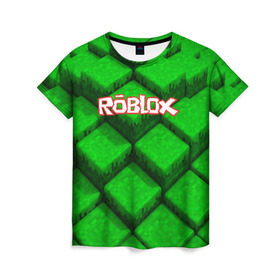 Женская футболка 3D с принтом ROBLOX в Кировске, 100% полиэфир ( синтетическое хлопкоподобное полотно) | прямой крой, круглый вырез горловины, длина до линии бедер | game | gamer | logo | minecraft | roblox | simulator | игра | конструктор | лого | симулятор | строительство | фигура