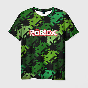 Мужская футболка 3D с принтом ROBLOX в Кировске, 100% полиэфир | прямой крой, круглый вырез горловины, длина до линии бедер | game | gamer | logo | minecraft | roblox | simulator | игра | конструктор | лого | симулятор | строительство | фигура