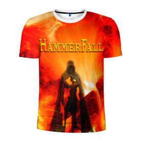 Мужская футболка 3D спортивная с принтом Hammerfall в Кировске, 100% полиэстер с улучшенными характеристиками | приталенный силуэт, круглая горловина, широкие плечи, сужается к линии бедра | hammerfall | heavy | metal | power | sweden | пауэр метал | хеви | хеви метал