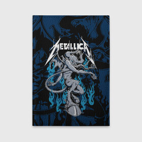 Обложка для автодокументов с принтом Metallica в Кировске, натуральная кожа |  размер 19,9*13 см; внутри 4 больших “конверта” для документов и один маленький отдел — туда идеально встанут права | american | blue | demon | devil | flame | hell | metal band | metallica | music | rock | американская | голубое | демон | дьявол | метал группа | металлика | музыка | пламя | рок | черт
