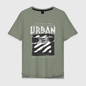 Мужская футболка хлопок Oversize с принтом Black Urban Style в Кировске, 100% хлопок | свободный крой, круглый ворот, “спинка” длиннее передней части | black | urban | буквы | взгляд | глаза | лицо | минимализм | полосы | рваная | стиль | урбан | урбанистический