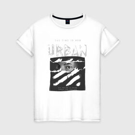 Женская футболка хлопок с принтом Black Urban Style в Кировске, 100% хлопок | прямой крой, круглый вырез горловины, длина до линии бедер, слегка спущенное плечо | black | urban | буквы | взгляд | глаза | лицо | минимализм | полосы | рваная | стиль | урбан | урбанистический