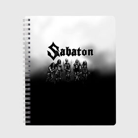 Тетрадь с принтом Sabaton в Кировске, 100% бумага | 48 листов, плотность листов — 60 г/м2, плотность картонной обложки — 250 г/м2. Листы скреплены сбоку удобной пружинной спиралью. Уголки страниц и обложки скругленные. Цвет линий — светло-серый
 | battle metal | primo victoria | sabaton | the art of war | the great war | группа | йоаким броден | латный ботинок | метал | пауэр | рыцарские доспехи | сабатон | собатон | хэви