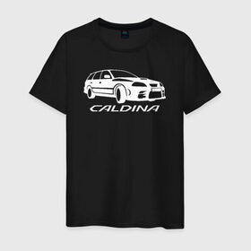 Мужская футболка хлопок с принтом Toyota Caldina в Кировске, 100% хлопок | прямой крой, круглый вырез горловины, длина до линии бедер, слегка спущенное плечо. | Тематика изображения на принте: caldina | toyota | toyota caldina