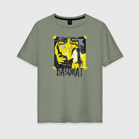 Женская футболка хлопок Oversize с принтом BASQUIAT ARTIST в Кировске, 100% хлопок | свободный крой, круглый ворот, спущенный рукав, длина до линии бедер
 | живопись | искусство | картина | художники | шедевры