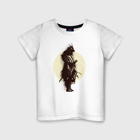 Детская футболка хлопок с принтом Самурай в Кировске, 100% хлопок | круглый вырез горловины, полуприлегающий силуэт, длина до линии бедер | Тематика изображения на принте: japan | ninja | samurai | sekiro | катана | ниндзя | самураи | самурай | япония
