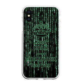 Чехол для iPhone XS Max матовый с принтом THE MATRIX HAS YOU в Кировске, Силикон | Область печати: задняя сторона чехла, без боковых панелей | matrix | андерсон | киану | код | компьютер. монитор. пк | матрица | послание | ривз | сообщение | томас