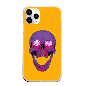 Чехол для iPhone 11 Pro Max матовый с принтом Гипно Череп в Кировске, Силикон |  | skull | гипноз | гипнотизирует | желтый | желтый фон | завихрение | зубы | кости | кость | кровавый | кровь | кружение | линии | лук | череп | черепа