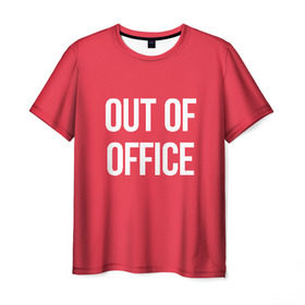 Мужская футболка 3D с принтом Out of office в Кировске, 100% полиэфир | прямой крой, круглый вырез горловины, длина до линии бедер | break | not working | out of office | rest | status | vacation | вне офиса | не работаю | отдых | отпуск | перерыв | статус